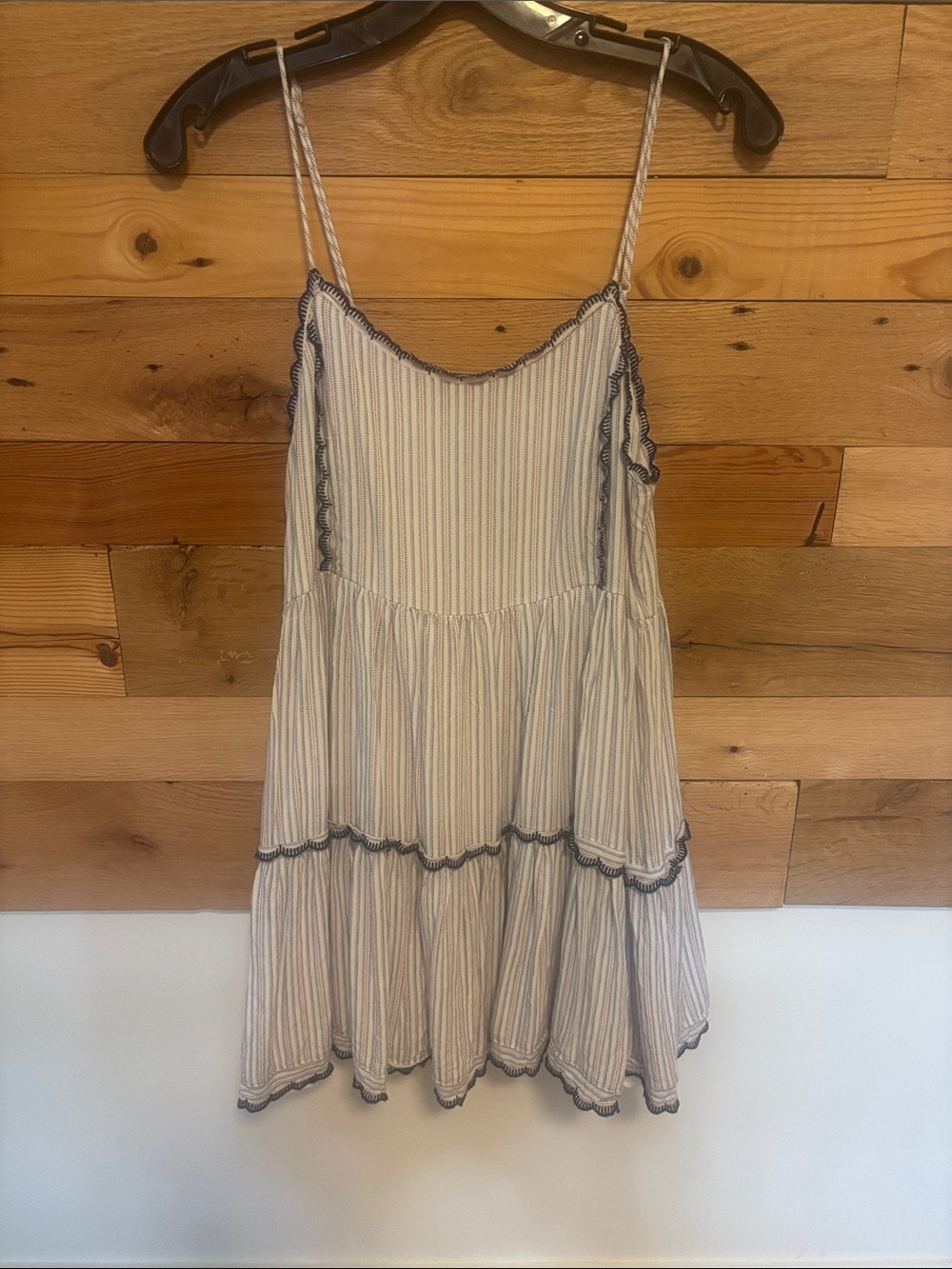 Red, White and Blue Striped  Sundress with Navy Trim July 4th dress size small